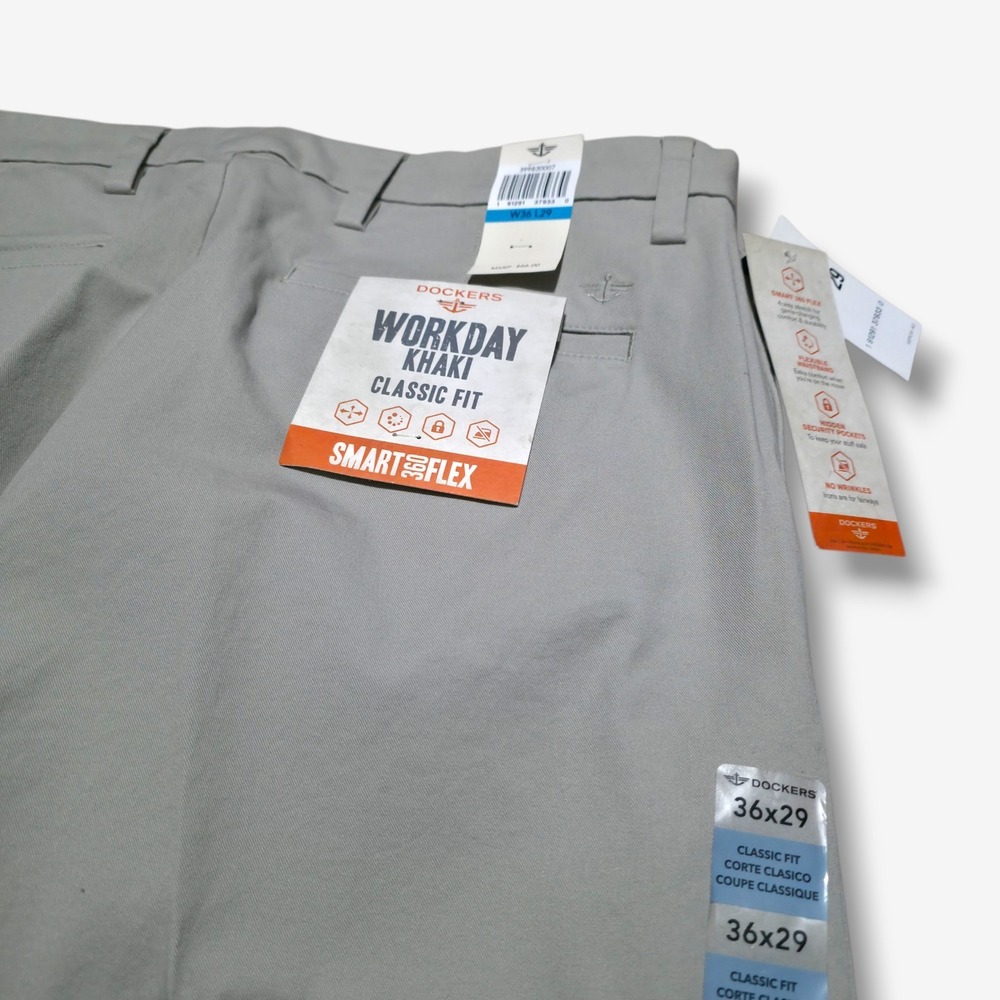 DOCKERS Workday Khaki Classic Fit  Smart 360 Flex Brand New Mens 36 x 39